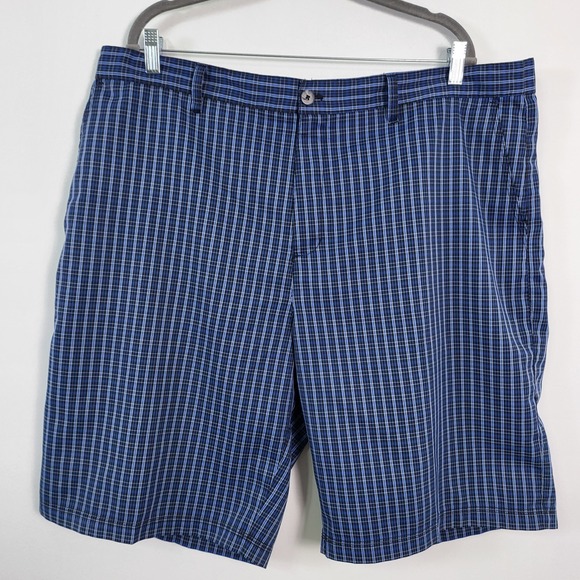 Adidas Shorts Men's Size 40 Golf Blue Plaid Athletic Performance 11 Inch Inseam - Picture 1 of 7